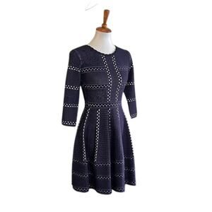 Driscoll Fit & Flare Knit Skater Dress, Navy/White Small
